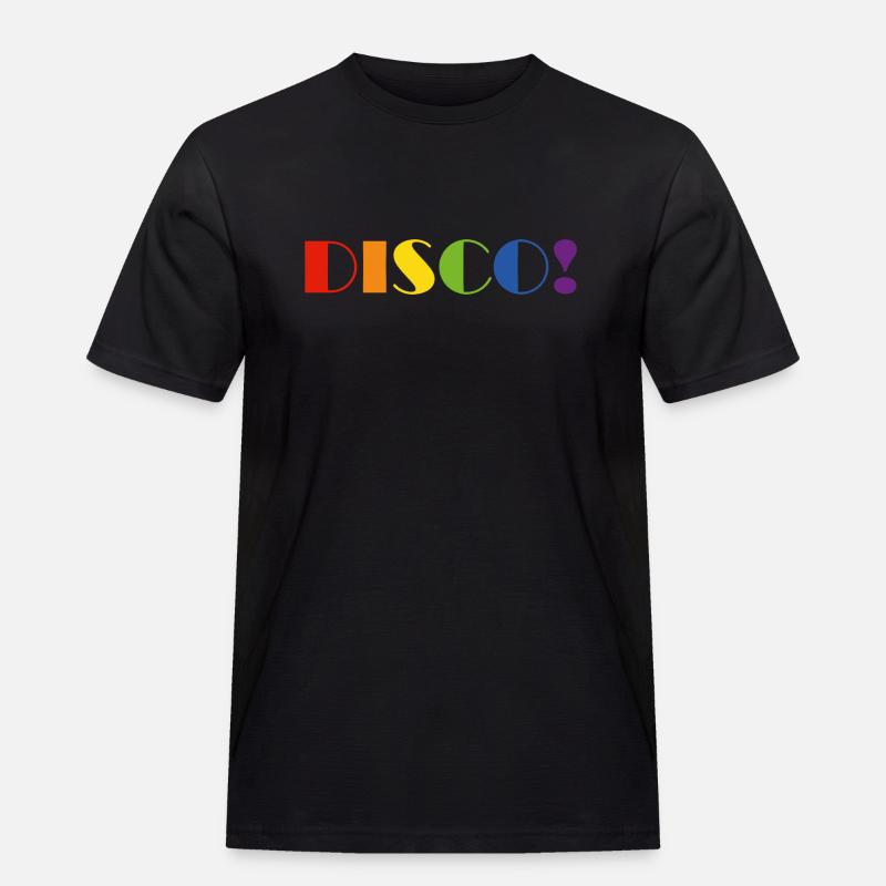 DISCO Regenbogen Text - Männer Workwear T-Shirt - Schwarz