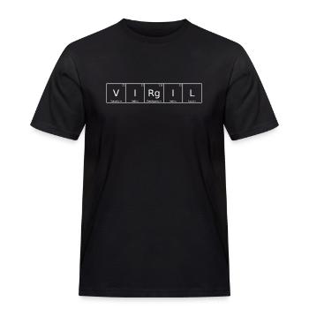 Nom de Virgile Prénom Chimie Éléments du tableau périodique - T-shirt Workwear homme - noir - Devant - AI Model Male 178 light (178cm)