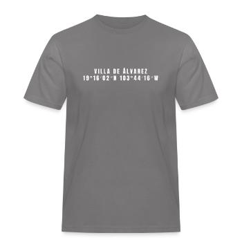 Villa de Álvarez, Mexico Coordinates - Men's Workwear T-Shirt - grey - Front - AI Model Male 185 dark (185cm)