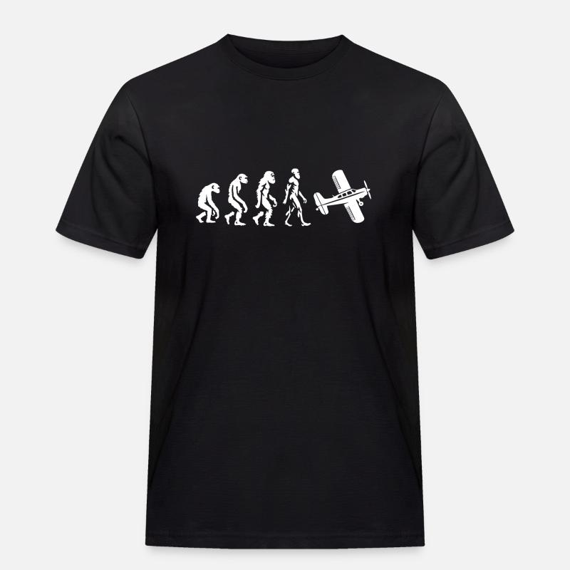 Evolutionary Airplain Flying Fun - Männer Workwear T-Shirt - Schwarz