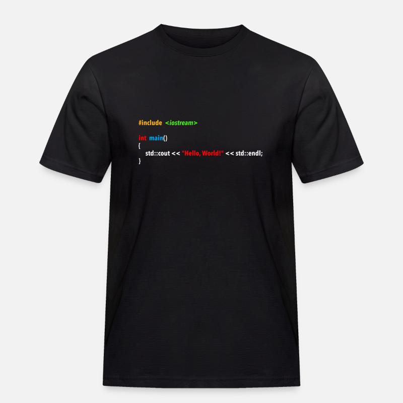 Hello World Code - Männer Workwear T-Shirt - Schwarz