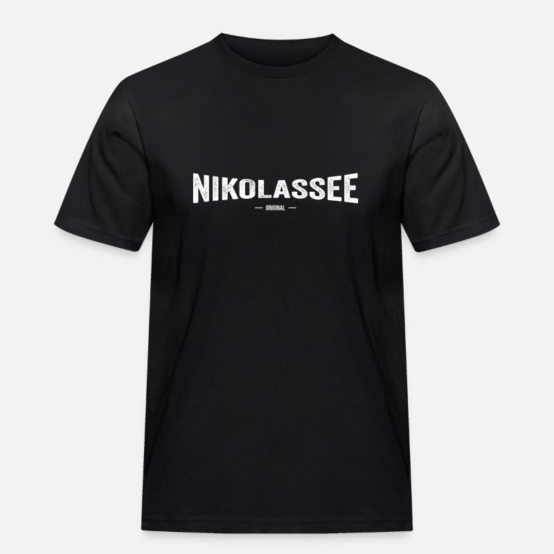 Nikolassee Original - Männer Workwear T-Shirt - Schwarz