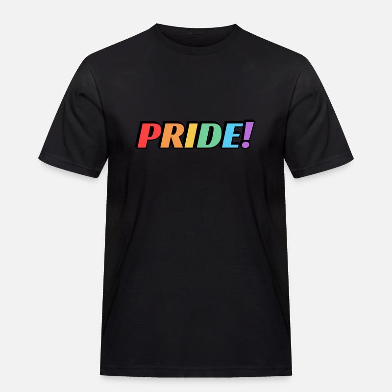 Pride Regenbogen Text - Männer Workwear T-Shirt - Schwarz