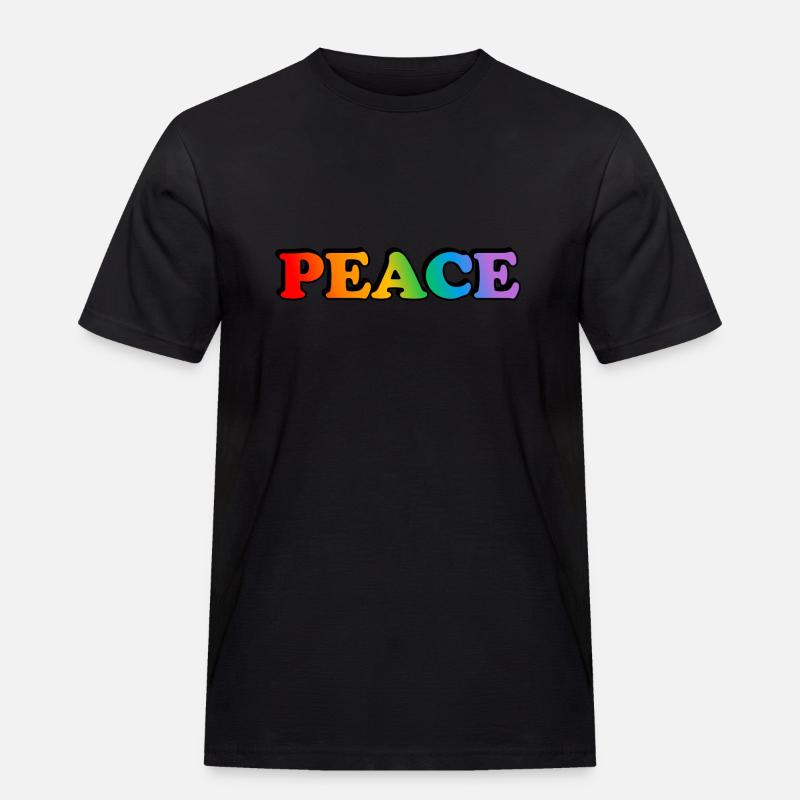 Friedens-Regenbogen - Männer Workwear T-Shirt - Schwarz
