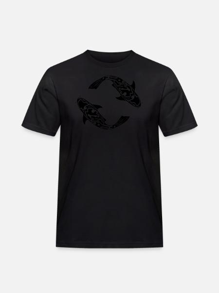 Two Koi Carp Fish Vector - Men's Workwear T-Shirt - black