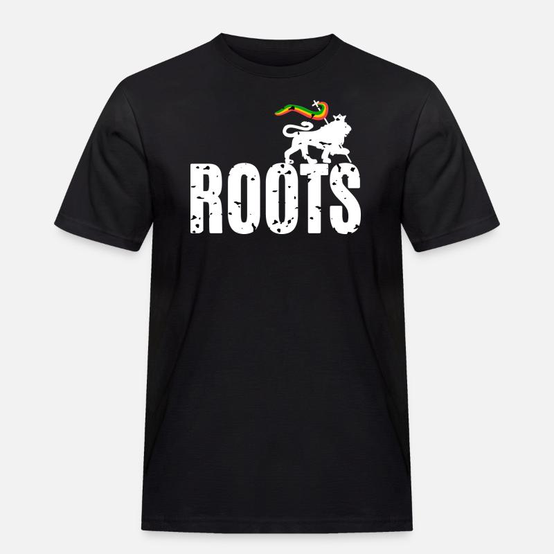Roots Reggae - Männer Workwear T-Shirt - Schwarz