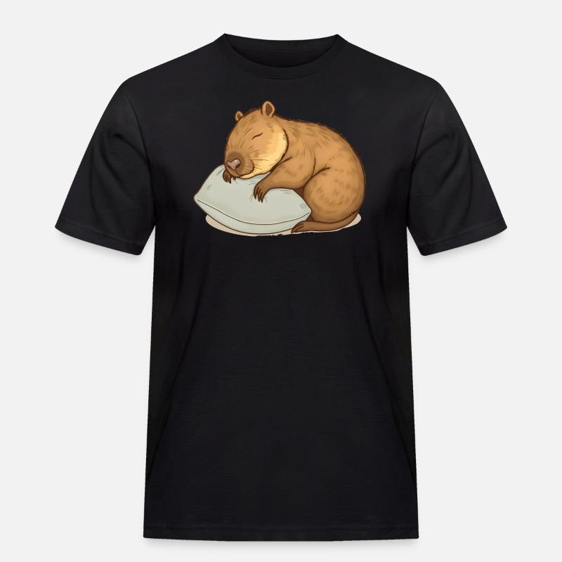 Süßes schlafendes Capybara - Männer Workwear T-Shirt - Schwarz