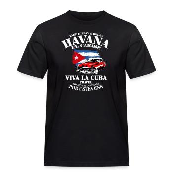 Havana - Cuba Flag - Männer Workwear T-Shirt - Schwarz - Vorne - AI Model Male 178 light (178cm)