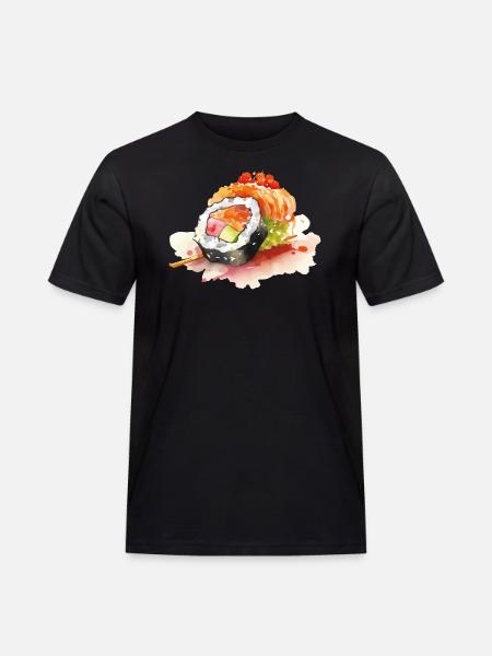Sushi - Männer Workwear T-Shirt - Schwarz