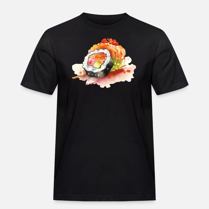 Sushi - Männer Workwear T-Shirt - Schwarz