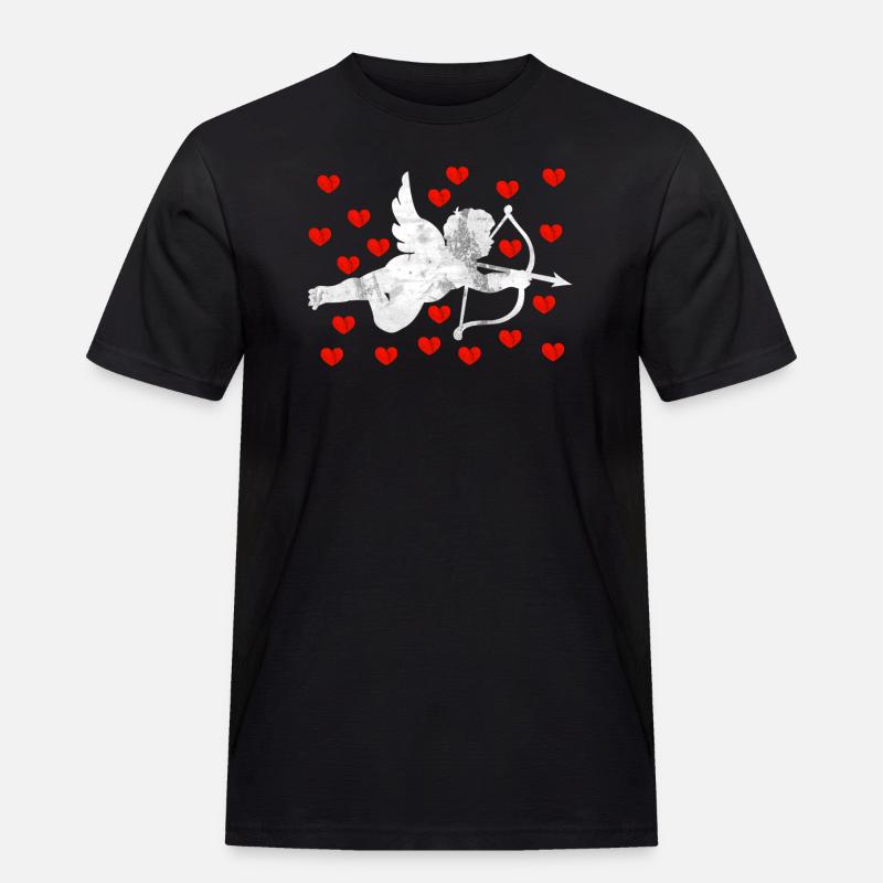 Engel Amor - Männer Workwear T-Shirt - Schwarz