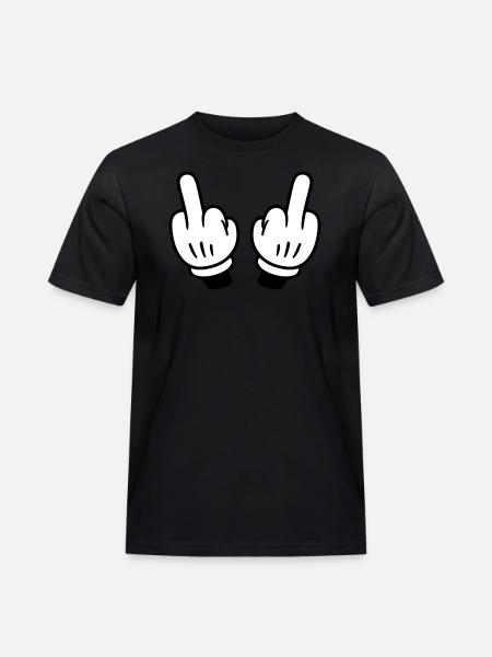 Mittelfinger Hand Comic - Männer Workwear T-Shirt - Schwarz