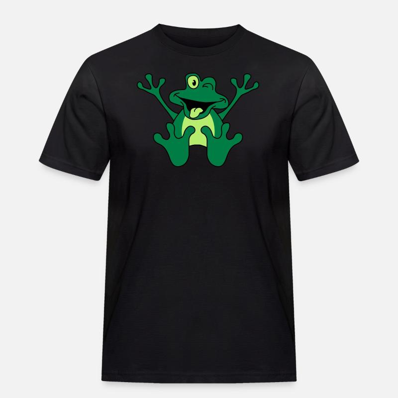Funny Sitting Comic Frog - Männer Workwear T-Shirt - Schwarz