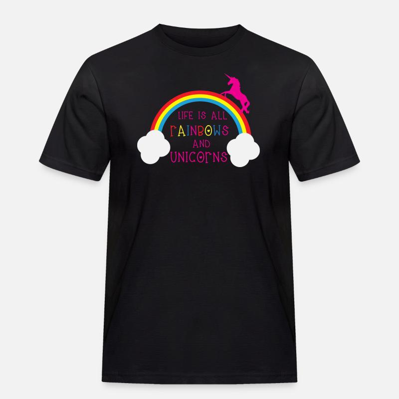 Rainbows & Unicorns - Männer Workwear T-Shirt - Schwarz