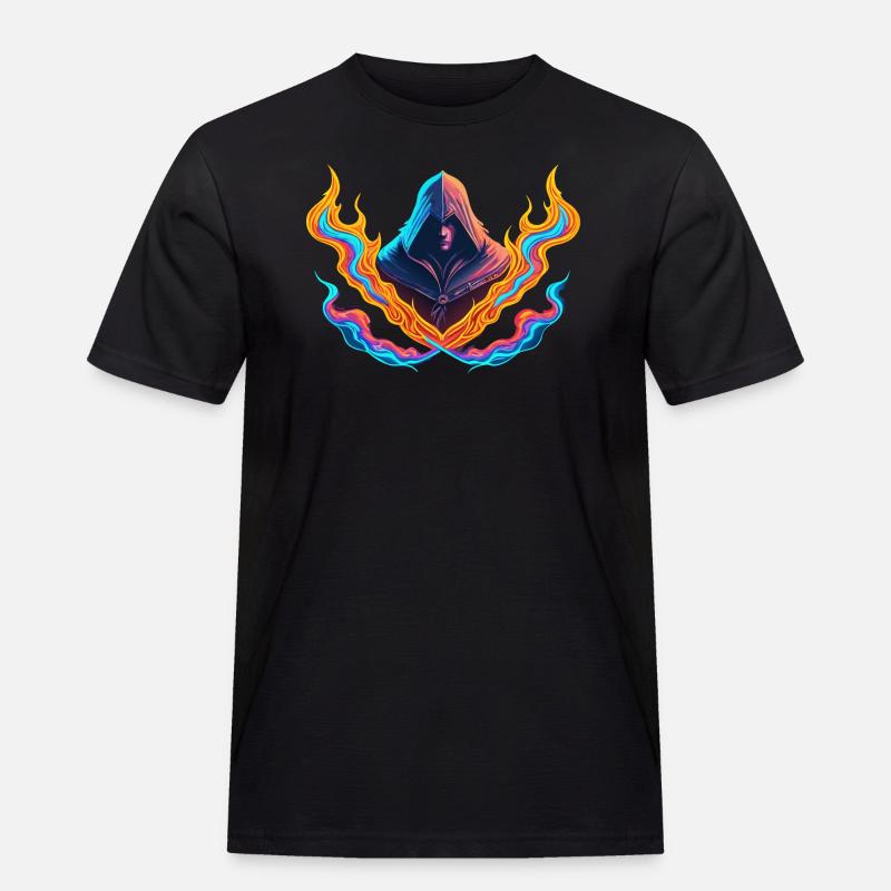 TRANSFORMATIVE KRAFT VON NEONFLAMMEN - Männer Workwear T-Shirt - Schwarz