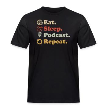 Podcaster Podcast - Men's Workwear T-Shirt - black - Front - AI Model Male 178 light (178cm)