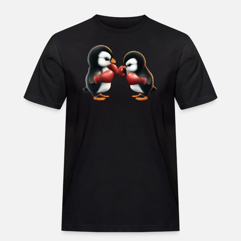 Pinguin Boxkampf - Männer Workwear T-Shirt - Schwarz