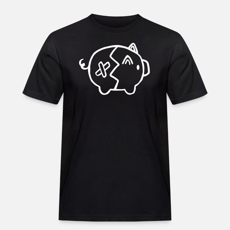 Sparschwein zerbrochen Geld - Männer Workwear T-Shirt - Schwarz
