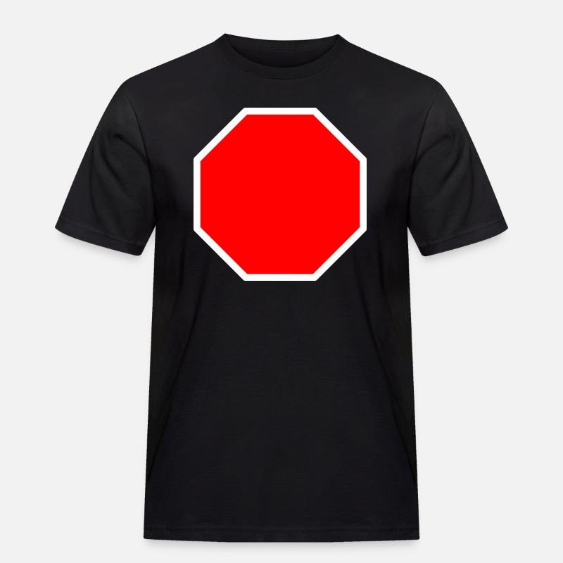 Stopschild Vorlage + DEIN TEXT - Männer Workwear T-Shirt - Schwarz