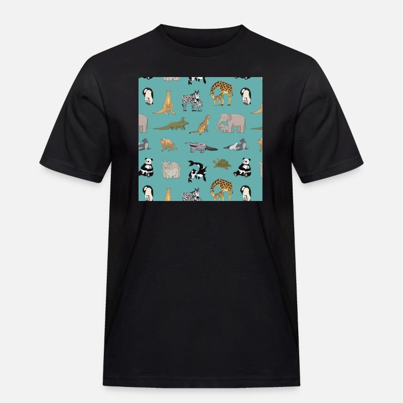 Zoo Muster - Männer Workwear T-Shirt - Schwarz