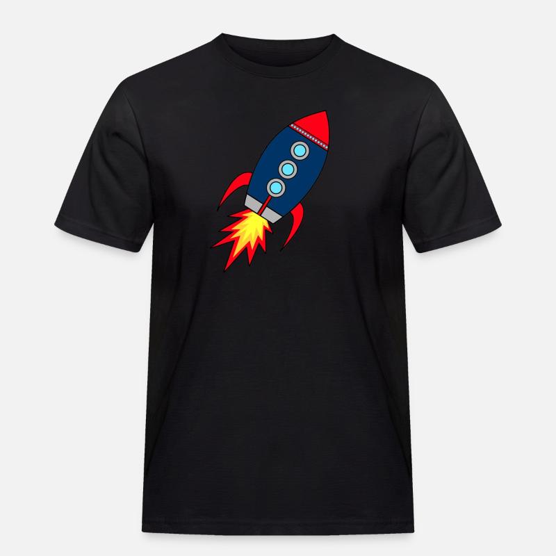 Rocket * Rakete startet - Männer Workwear T-Shirt - Schwarz