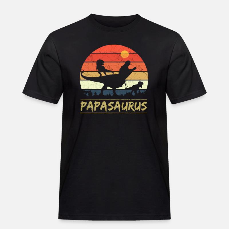 Papasaurus - Retro - Men's Workwear T-Shirt - black