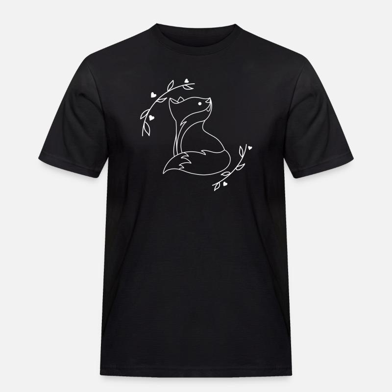 Fuchs Ornament - Männer Workwear T-Shirt - Schwarz