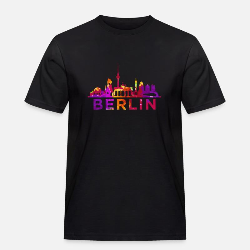 Berlin Skyline Impression Souvenir Geschenkidee - Männer Workwear T-Shirt - Schwarz