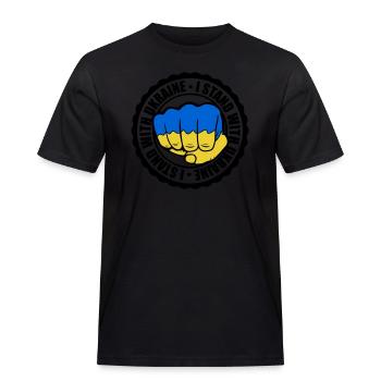 I Stand Ukraine - Männer Workwear T-Shirt - Schwarz - Vorne - AI Model Male 178 light (178cm)