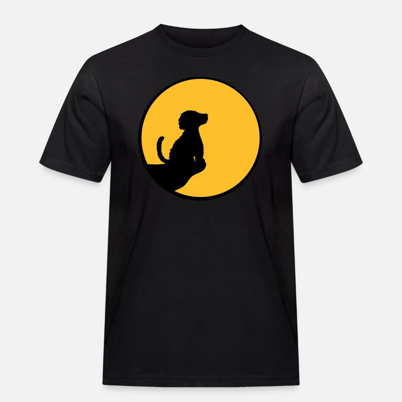 Mond Klippe sitzender Hund - Männer Workwear T-Shirt - Schwarz