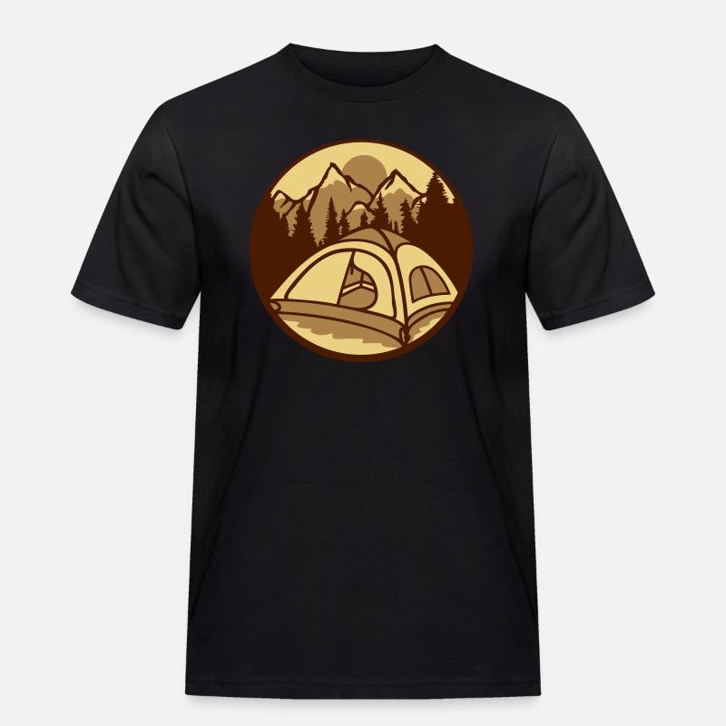 Berge Wald Camper draußen - Männer Workwear T-Shirt - Schwarz