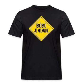 Bébé je m'ennuie t-shirt annonce grossesse - T-shirt Workwear homme - noir - Devant - AI Model Male 178 light (178cm)