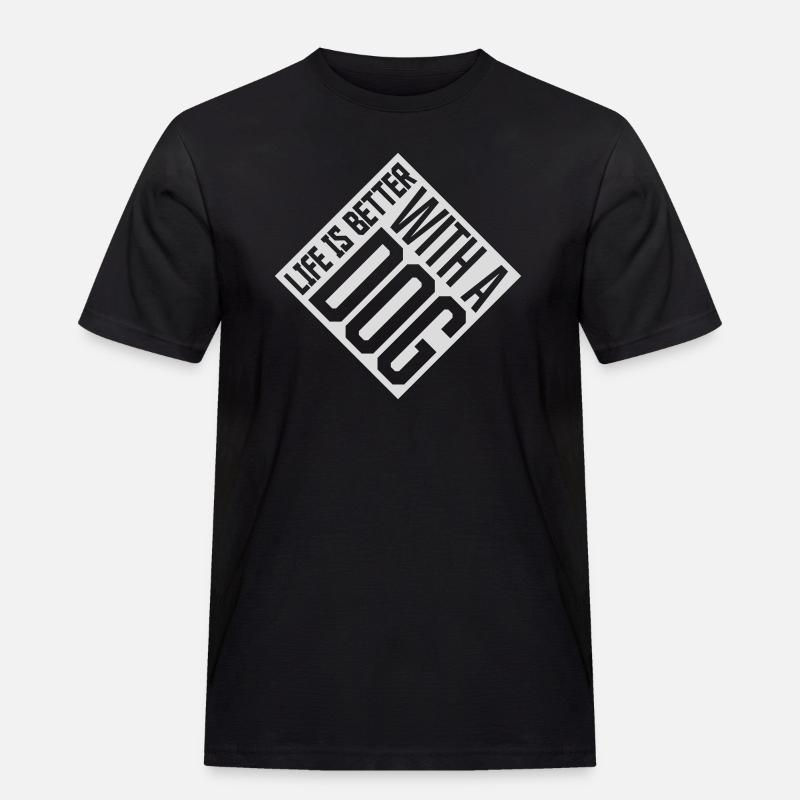 better with a dog - Männer Workwear T-Shirt - Schwarz