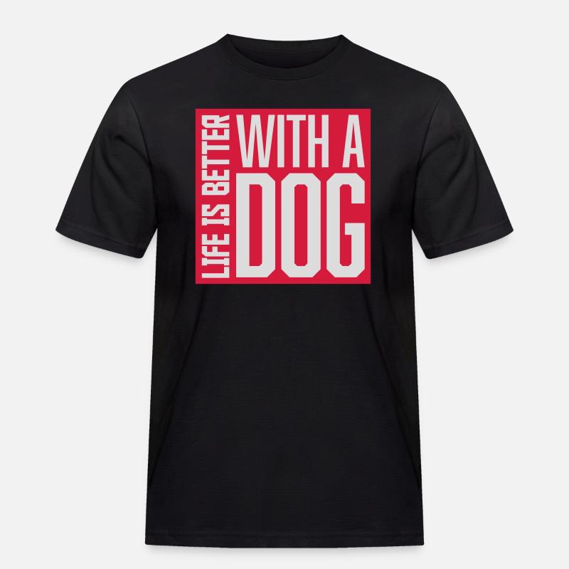better with a dog - Männer Workwear T-Shirt - Schwarz