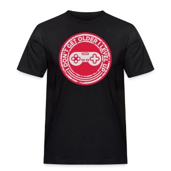 get older level up - Men's Workwear T-Shirt - black - Front - AI Model Male 178 light (178cm)