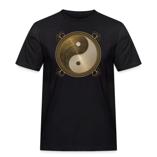 golden Dragon Yin Yang flower of live sun energy - Männer Workwear T-Shirt