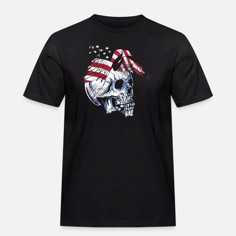 skull eagle - Männer Workwear T-Shirt - Schwarz