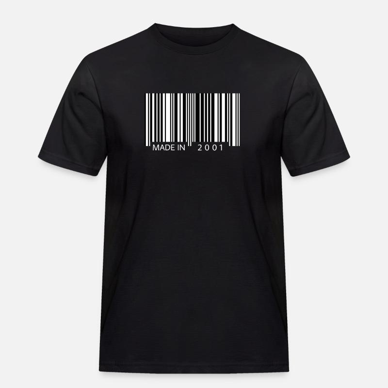Made in 2001 Barcode Geschenk - Männer Workwear T-Shirt - Schwarz
