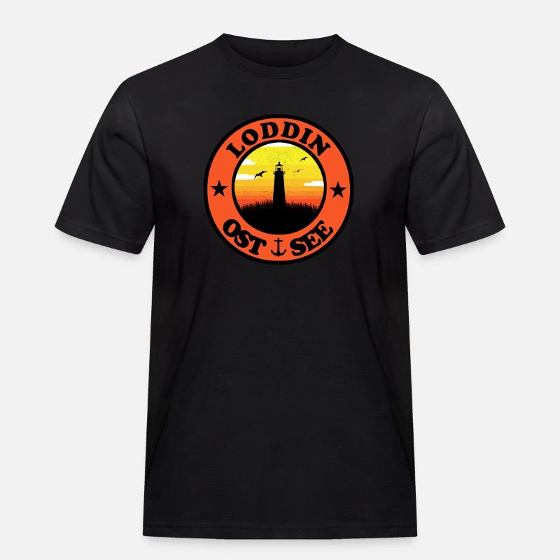 Leuchtturm Ostsee Loddin - Männer Workwear T-Shirt - Schwarz