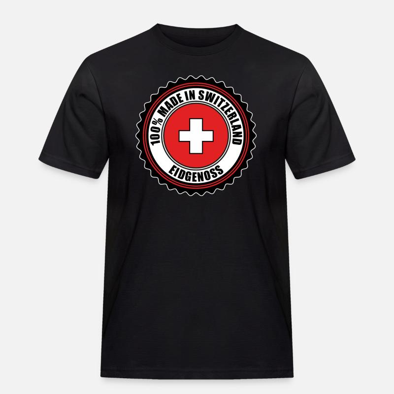 Schweiz - Männer Workwear T-Shirt - Schwarz