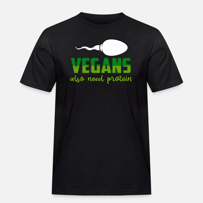 Vegans also need protein - Männer Workwear T-Shirt - Schwarz