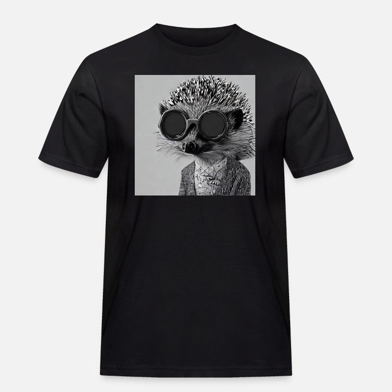 Cooler Igel mit Sonnenbrille - Männer Workwear T-Shirt - Schwarz