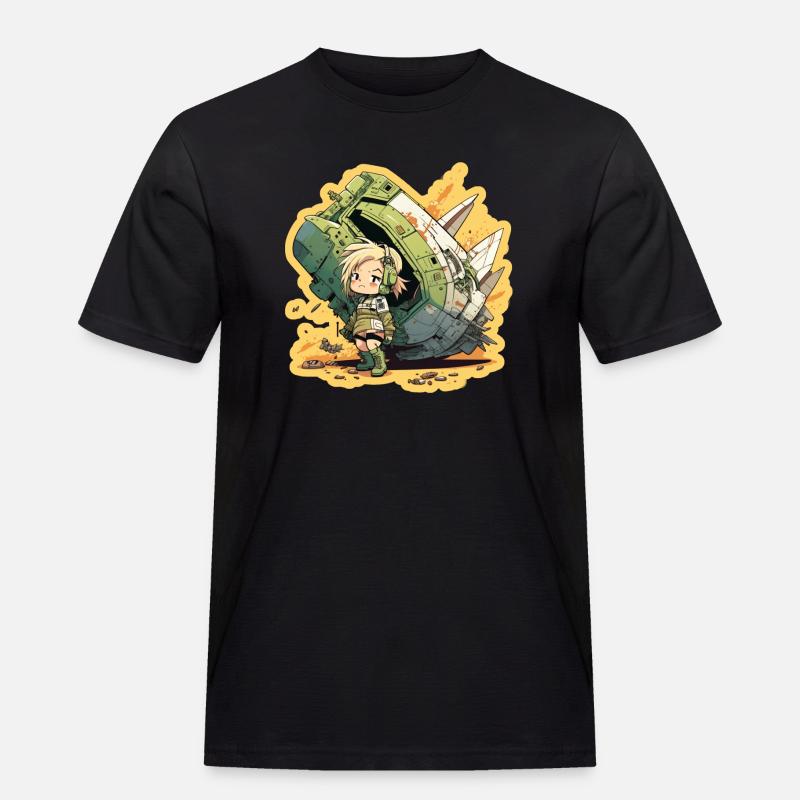 Süßes Mädchen, Pilot und Raumschiff - Männer Workwear T-Shirt - Schwarz