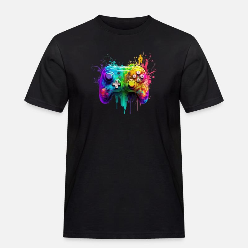 Neon Gaming Controller / Kontroller - Männer Workwear T-Shirt - Schwarz