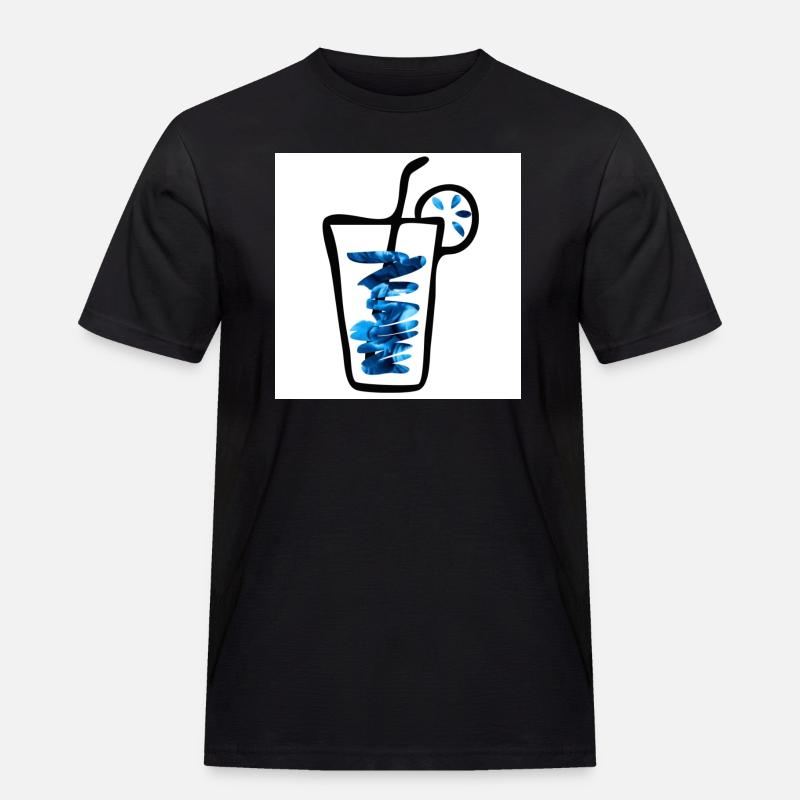 Drink blue - Männer Workwear T-Shirt - Schwarz