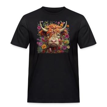 Vache des Highlands - T-shirt Workwear homme - noir - Devant - AI Model Male 178 light (178cm)