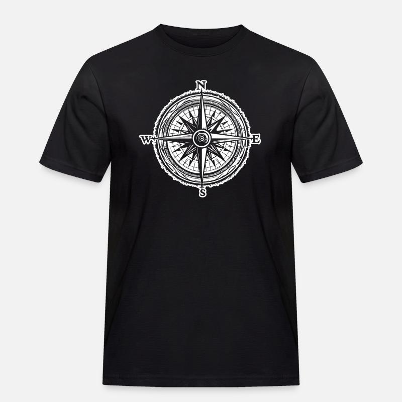 Kompass Nautik Segelboot Seefahrer - Männer Workwear T-Shirt - Schwarz