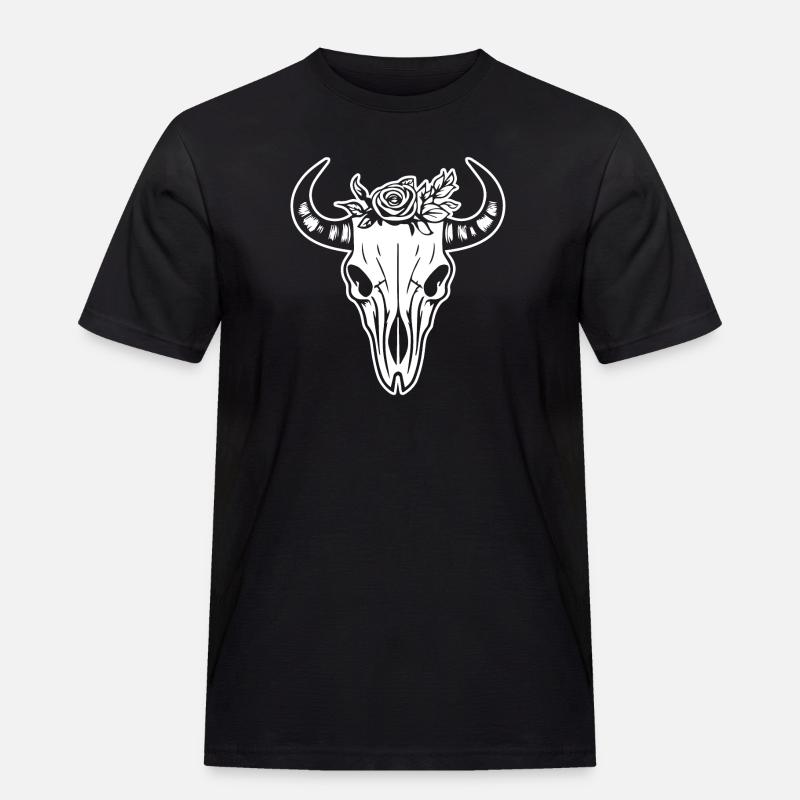 Kuh Schädel Boho - Männer Workwear T-Shirt - Schwarz