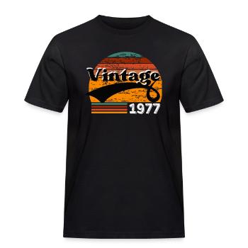 Vintage 1977 - Men's Workwear T-Shirt - black - Front - AI Model Male 178 light (178cm)