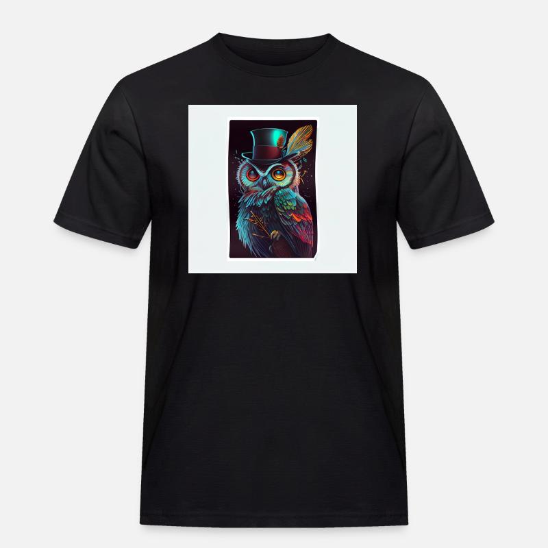 Coole Eule Sticker - Männer Workwear T-Shirt - Schwarz